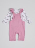 Conjunto Jardinera Vuelos y Body estampado