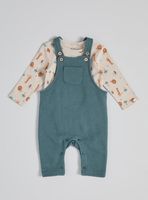 Conjunto Jardinera Lisa y Body Estampado Selva