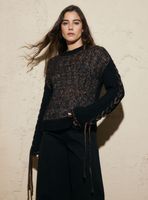 Sweater Jaspeado con Trenza Tejida en Mangas