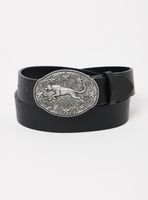 Cinturón Hebilla Western Pantera Cuero Sintético