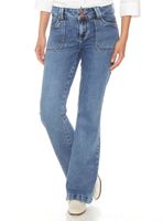 Jeans Cargo Flare Tiro Alto Pretina Media 2 Botones