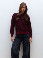 Sweater Holgado con Escote Redondo y Diseño Animal Print
