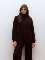 Blazer de Cotelé con Solapa Clásica y Bolsillos con Tapeta