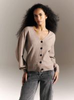 Cárdigan Escote en V y Manga Globo de Lana Merino