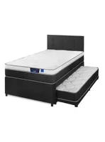 Diván Cama Negro Nexus 1.5 Plazas Box + Respaldo Royal Negro