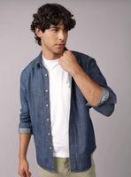 Camisa AE de Denim Manga Larga