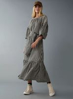 Vestido AE Maxi Vichy Estilo Camisa Manga Larga