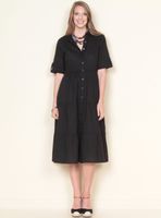 Vestido Sólido Abotonado en el Delantero