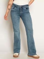 Jeans Recto Tiro Alto Tapetas Falsas