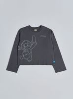 Polera Estampado Stitch con Brillos Algodón