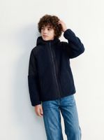 Chaqueta Sherpa con Capucha y Full Zipper Contraste Tela