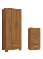 Combo Clóset de 3 Puertas 2 Cajones + Cómoda de 5 Cajones Canela