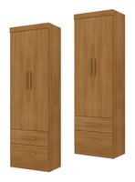 Combo de 2 Clósets Canela 2 Puertas + 2 Cajones con Múltiples Maneras de Armado