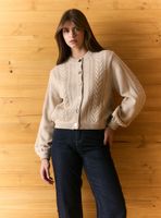 Cárdigan Trenzado con Botones Metálicos y Lana Merino