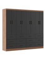 Clóset 8 Puertas 12 Cajones Café Negro 182x199.6x40 cm