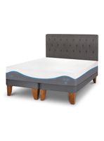 Cama Europea King Alaska Base Dividida + Respaldo Gris