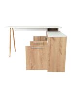 Escritorio En L 3 Puertas Singapur 72.5x130x120 cm Duna y Blanco