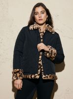 Parka Reversible con Piel Falsa y Cuello de Cuero