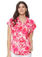 Blusa Estampada Abotonada Delantero con Bolsillo