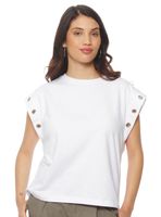 Polera Escote Redondo con Ojetillo En Manga