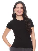 Polera Manga Corta Sólida Escote Redondo