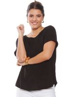 Polera Manga Corta Escote Redondo con Botones en Espalda