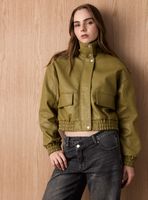 Chaqueta Bomber Bolsillos Frontales y Cuello Alto