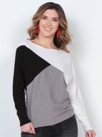 Sweater Manga Larga Escote Bote Asimétrico