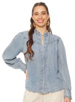 Blusa Manga Larga Lyocell Abotonada en Delantero