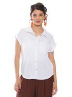 Blusa Sólida Abotonada en Delantero con Bolsillo