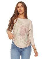 Sweater Manga 3/4 Sublimado con Strass Escote Redondo