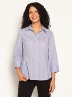 Blusa Manga 3/4 con Botón Brillante y Aplicación Strass