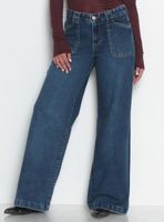 Jeans Wide Cargo Tiro Medio Pretina Básica 1 Botón Ja3