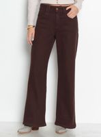 Jeans Wide Tiro Medio Pretina con Botón