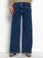 Jeans Tiro Medio Wide Pretina Básica 1 Botón J30