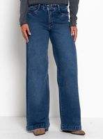Jeans Wide Tiro Alto Pretina Básico Ja307