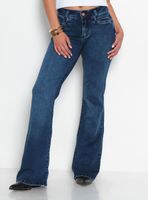 Jeans Flare Tiro Bajo Pretina Básica un Botón J34