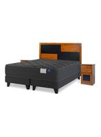 Cama Europea 2 Plazas Black Base Dividida Respaldo + Veladores