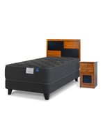 Cama Europea 1.5 Plazas Black Base Normal Respaldo + Velador