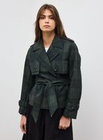 Chaqueta Trench Corto Diseño Cuadros