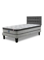 Cama Europea Dreamer Plus 1.5 Plazas Plata Negro Base Normal + Respaldo