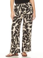 Pantalón Wide Leg Lino Estampado Tiro Alto Pretina