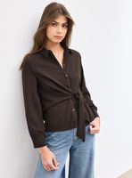 Blusa Camisera Nudo en Cintura Diseño Cuadros