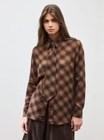 Blusa Camisera con Corbata Diseño Cuadros