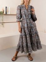 Vestido Midi Estampado con Mangas