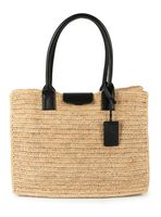 Bolso de Playa Raffia Leather Tote Bag