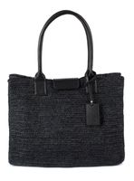 Bolso de Playa Black Raffia Leather Tote Bag