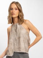 Polera Cuello Halter Bruma Gris