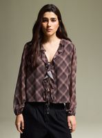 Blusa Estampada con Vuelos y Escote V