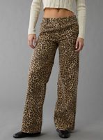 Pantalón Ae Wide Leg Stretch Holgados Tiro Bajo de Leopardo